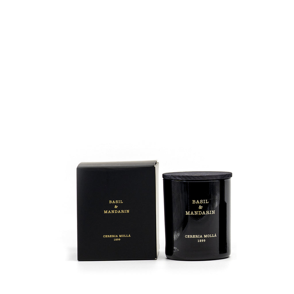 Cereria Molla 1899 Basil and Mandarin Duftkerze 230g  schwarzes Glas, Box