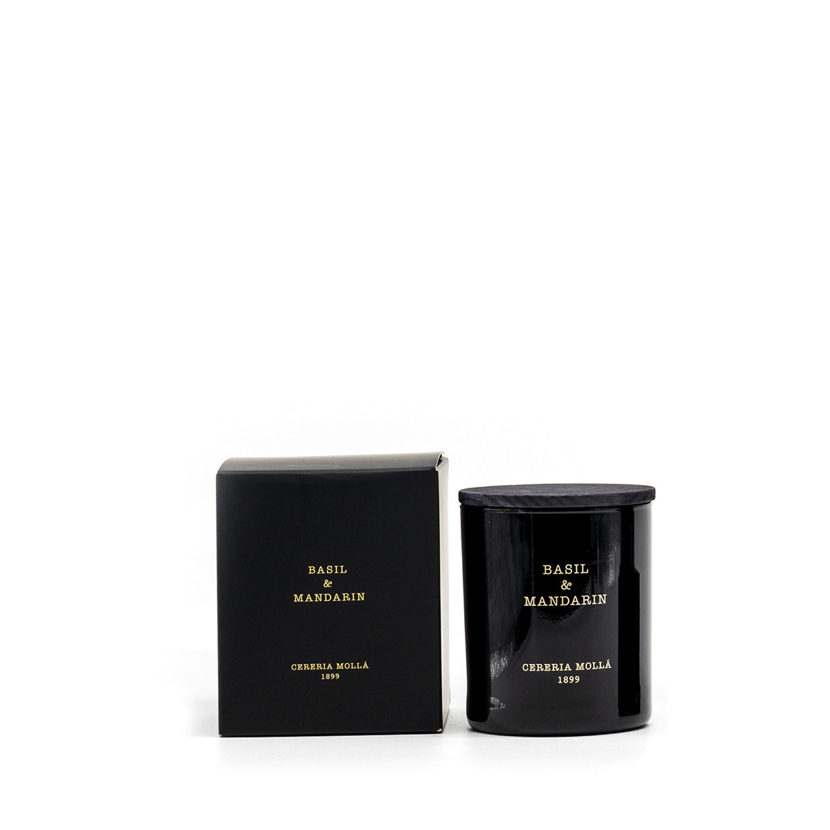Cereria Molla 1899 Basil and Mandarin Duftkerze 230g  schwarzes Glas, Box
