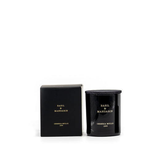 Cereria Molla 1899 Basil and Mandarin Duftkerze 230g  schwarzes Glas, Box