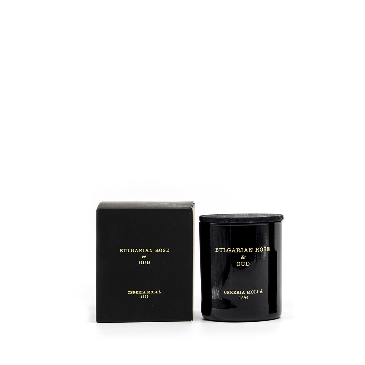 Cereria Molla 1899 Bulgarian Rose and Oud Duftkerze 230g  schwarzes Glas, Box