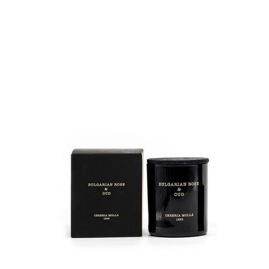 Cereria Molla 1899 Bulgarian Rose and Oud Duftkerze 230g  schwarzes Glas, Box