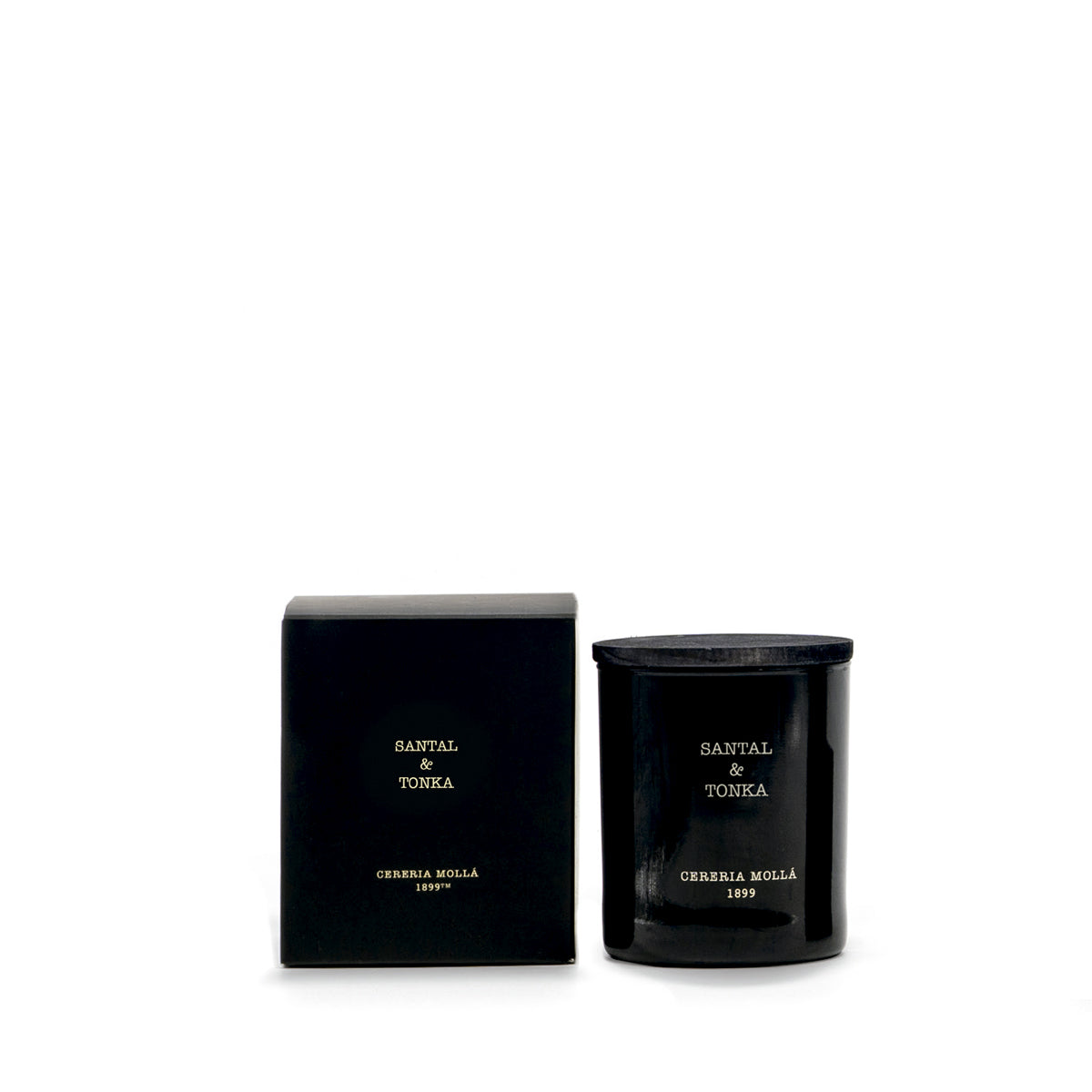 Cereria Molla 1899 Santal and Tonka Duftkerze 230g  schwarzes Glas, Box