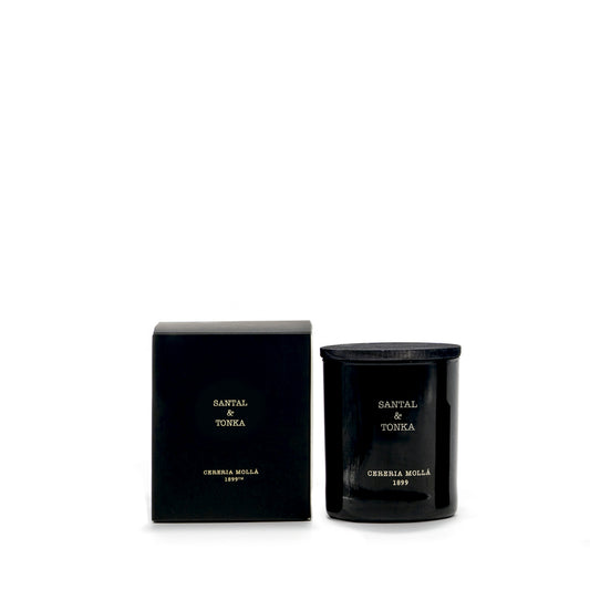 Cereria Molla 1899 Santal and Tonka Duftkerze 230g  schwarzes Glas, Box