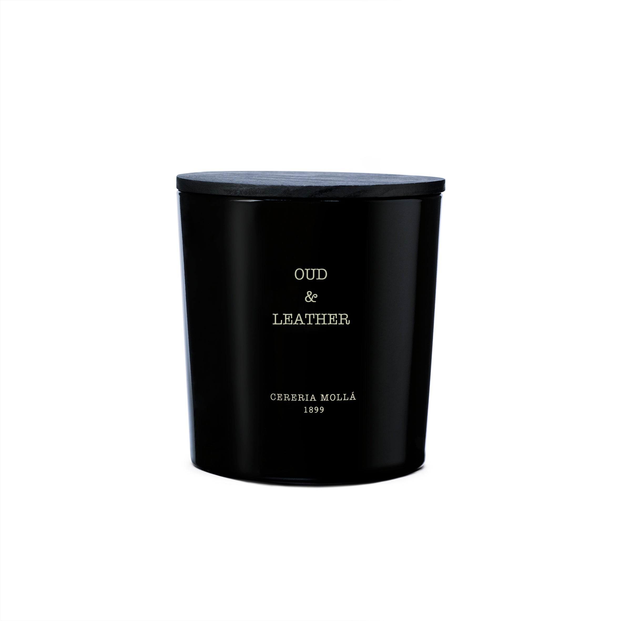 Cereria Molla 1899 Oud and Leather Duftkerze 600g  schwarzes Glas, Box