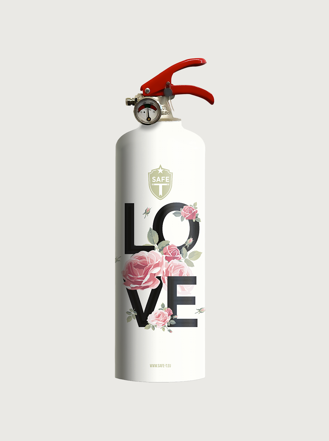 Feuerlöscher mit buntem Blumen‑„Flower Love“ Print – farbenfrohes Wohnaccessoire