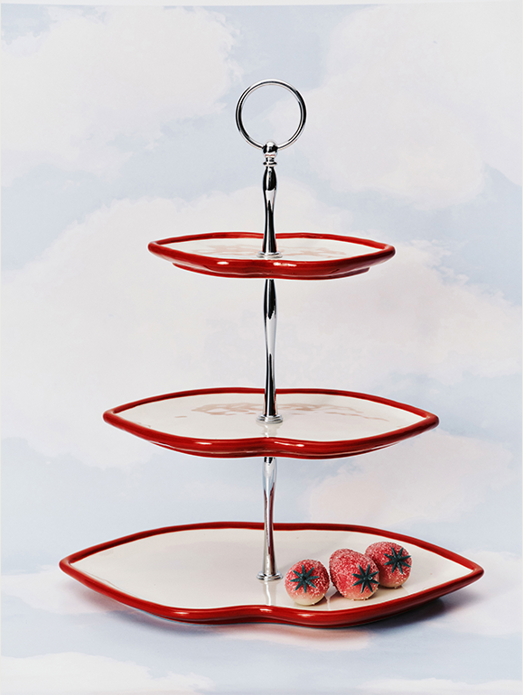 Cake Stand 3 Tier Red White