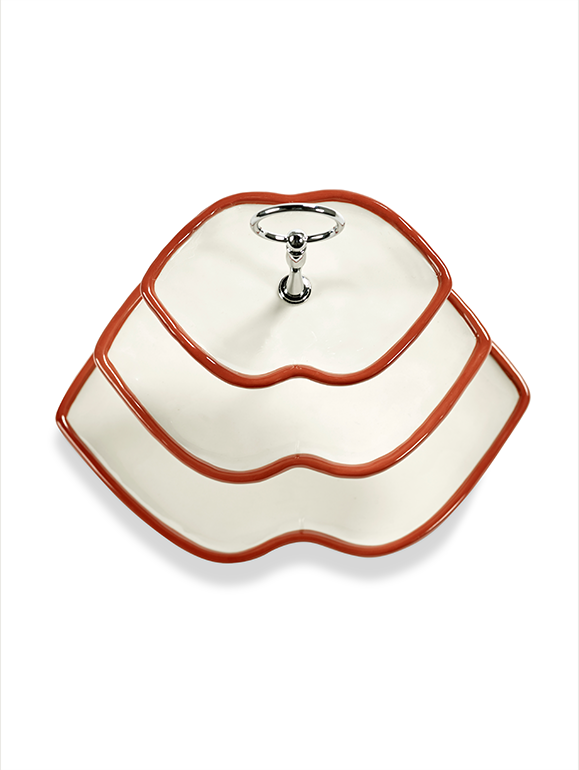 Cake Stand 3 Tier Red White