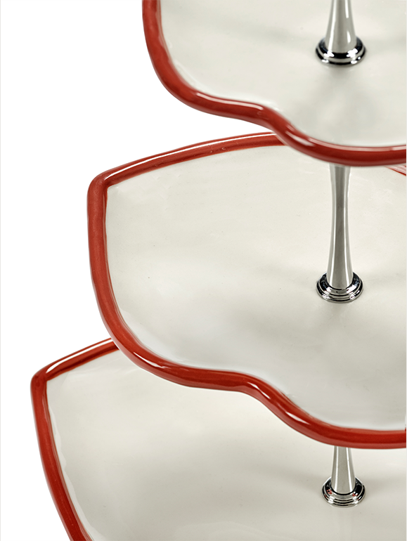 Cake Stand 3 Tier Red White