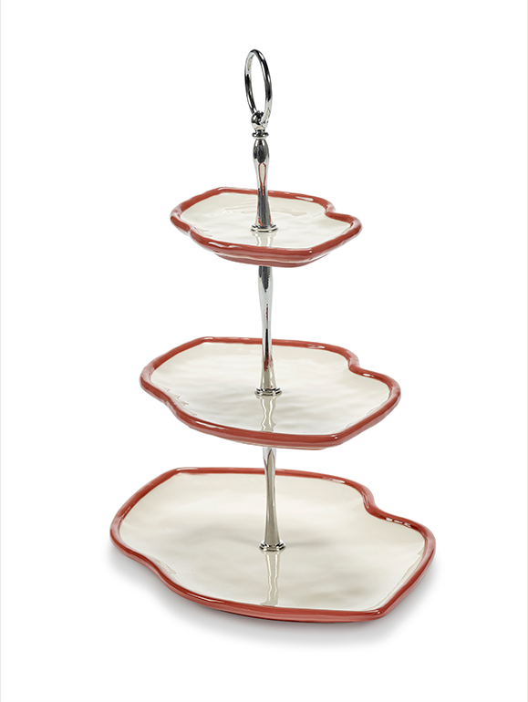 Cake Stand 3 Tier Red White