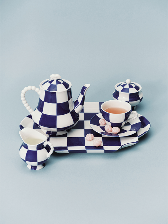 Serving Plate Oval Blue White