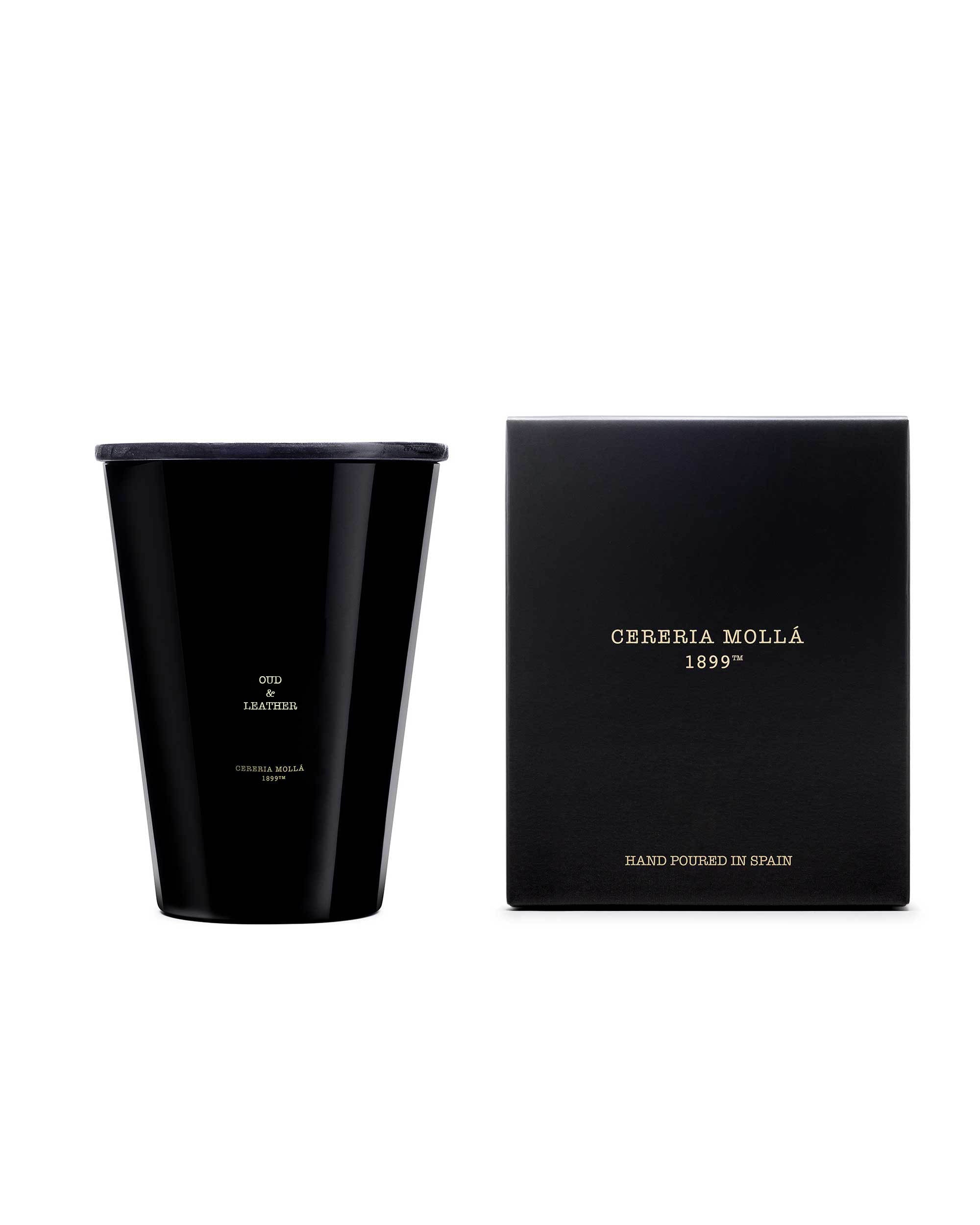 Cereria Molla 1899 Oud and Leather Duftkerze 7.5 kg  schwarzes Glas, Box