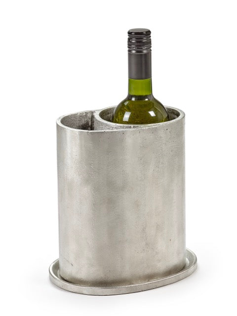 Serax Wine Cooler Surface – mit eingesetzter Weinflasche Rückansicht mit dazugehörigem Tablett